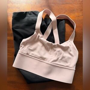 Athleta BUNDLE Warrior Long Line Bra and Mesh Sonar Crop Leggings - Size XS